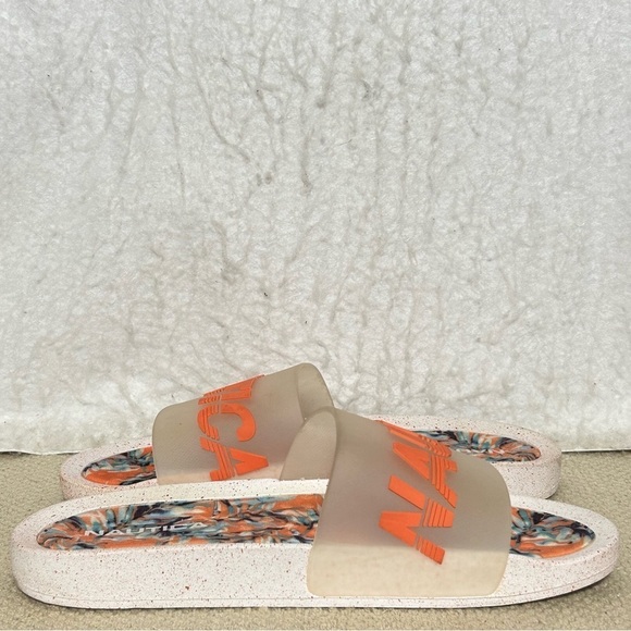 Náutica Womens Orange Tropical Open Toe Slip On Logo Strap Slides Shoes SZ 10 - Picture 6 of 9